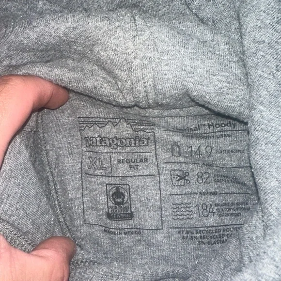 Patagonia Gray Hoodie with Blue and Red Accents - Picture 4 of 4